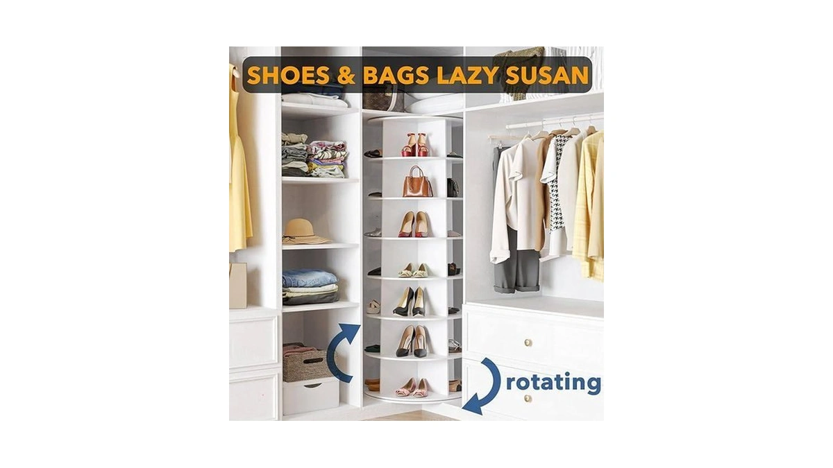 Spaceaid 7 Tier Rotating Shoe Rack Tower, Spinning Shoe Display