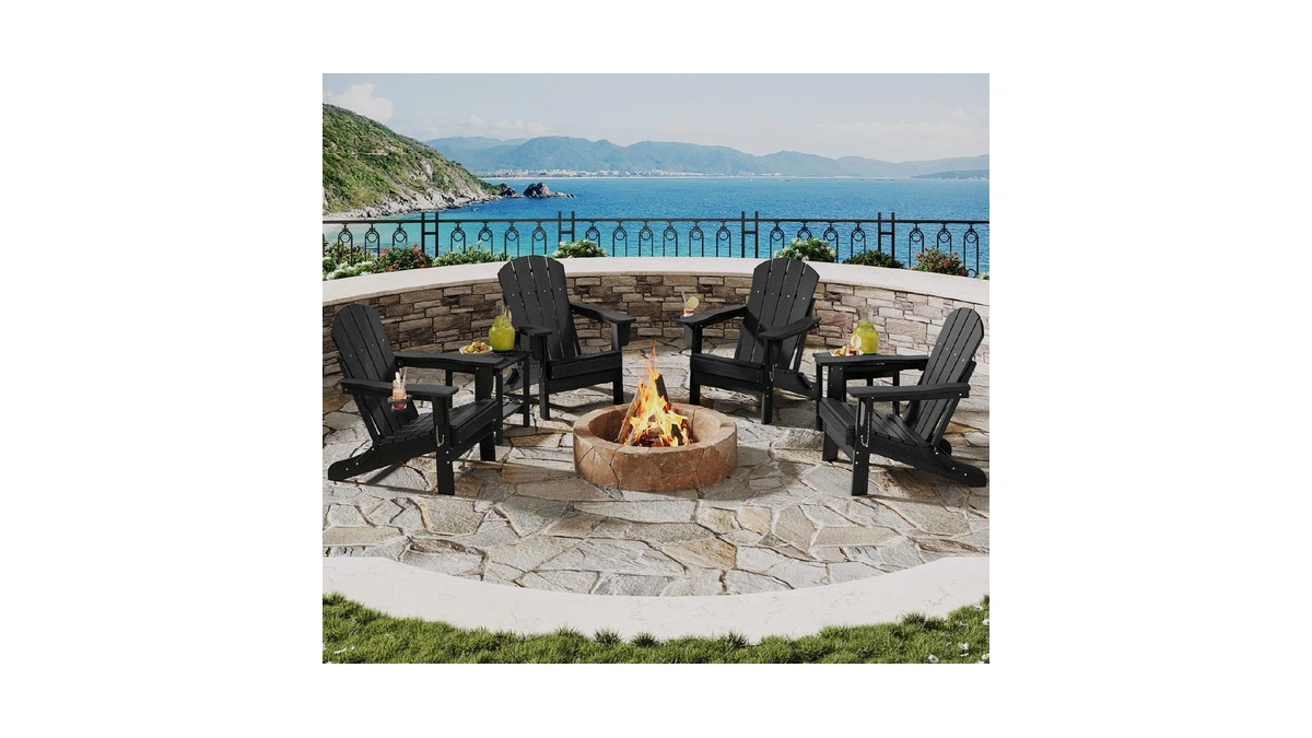 Garveelife Folding Adirondack Chair Set Of 4 With 2 Side