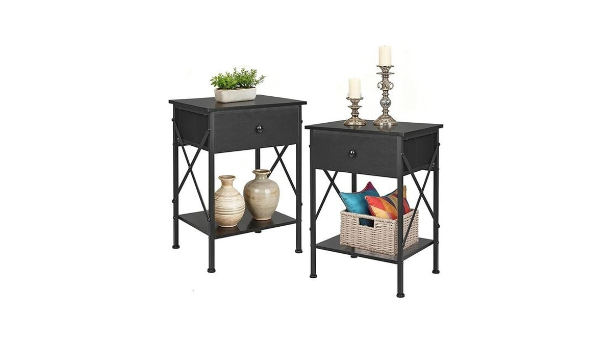 Vecelo Nightstand Set Of 2, X-design End Side Table With