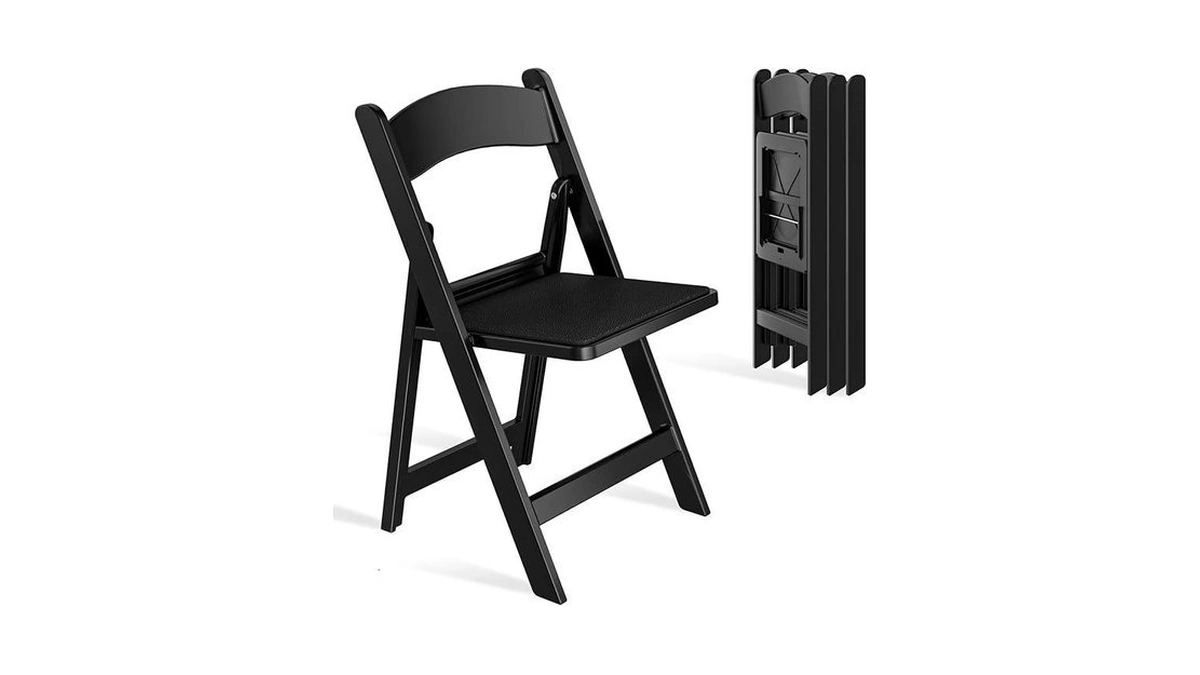 Iwdoo Resin Folding Chairs With Cushion - 4 Pack Black