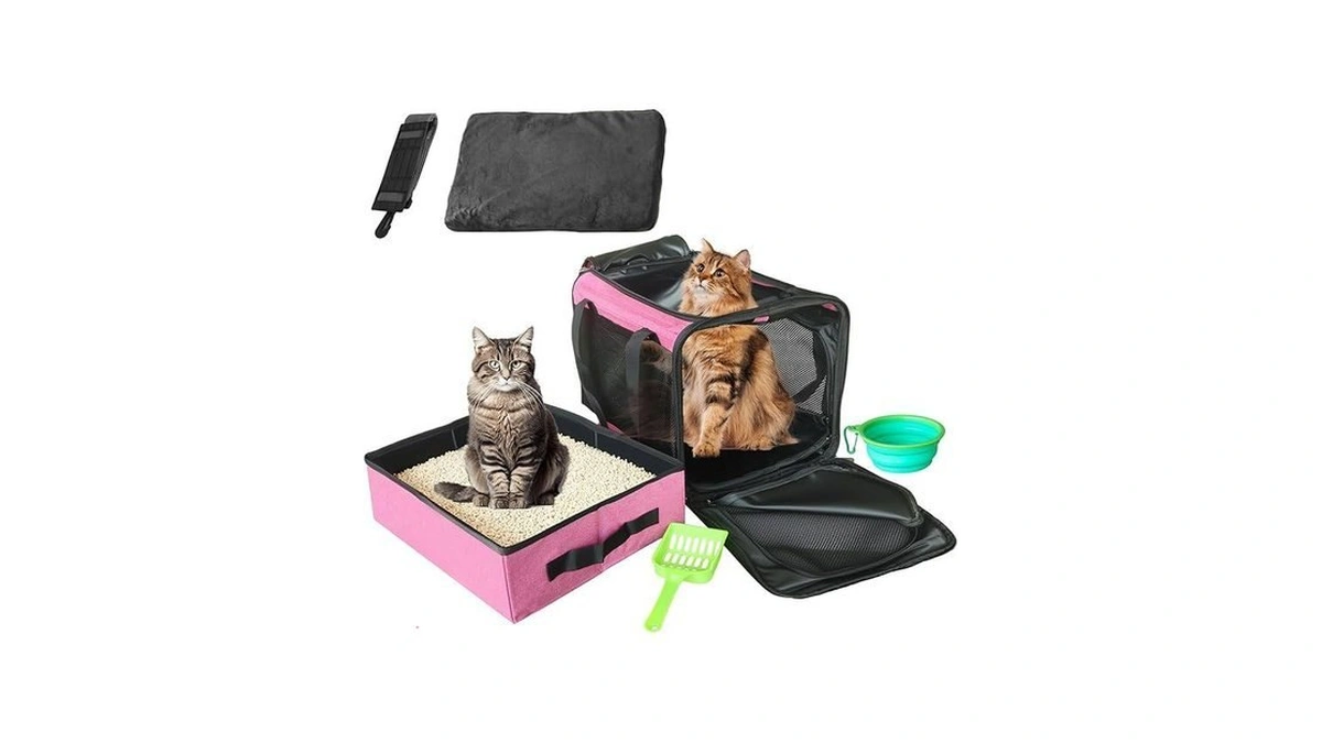 16.5" Lx11.2”wx11.2 H Cat Travel Carrier With Litter Box, Portable