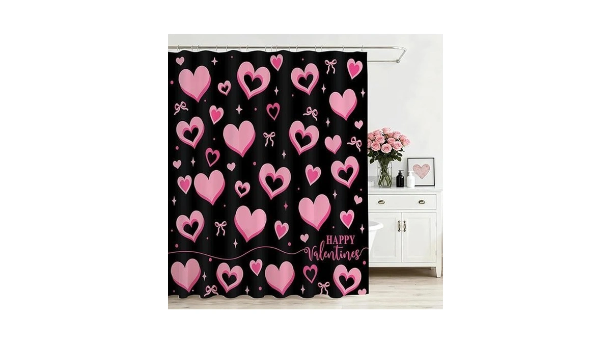 Mocsicka Valentines Shower Curtain - Cute Bow Sweet Hearts Shower