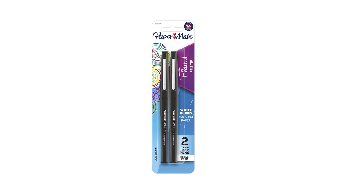 Paper Mate Flair Felt Tip Pens, Medium Point (0.7mm), Black,