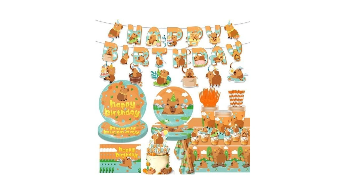 162pcs Capybara Birthday Party Decorations, Capybara Party Supplies Disposable Plates