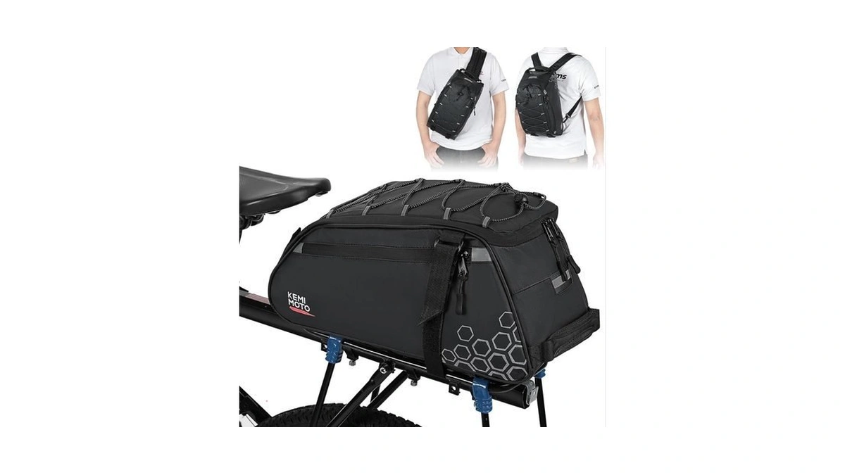 Kemimoto Rear Bike Rack Bag, 11l Water-resistant Trunk Bag 3-in-1,
