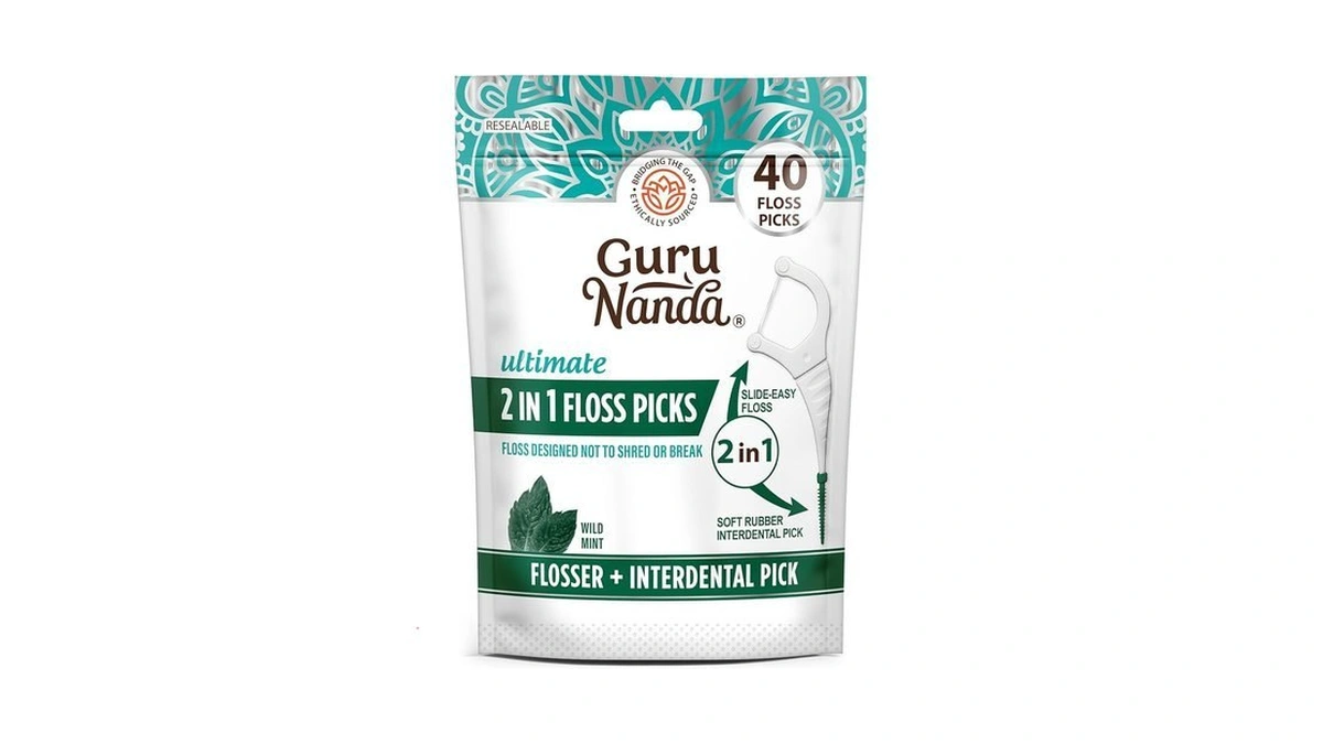 Gurunanda 2 In 1 Dental Floss Picks - Non-slip Grip