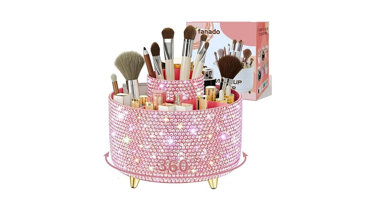 Fanado Bling 360Β° Rotate Makeup Brush Holder Organizer, Makeup Organizers