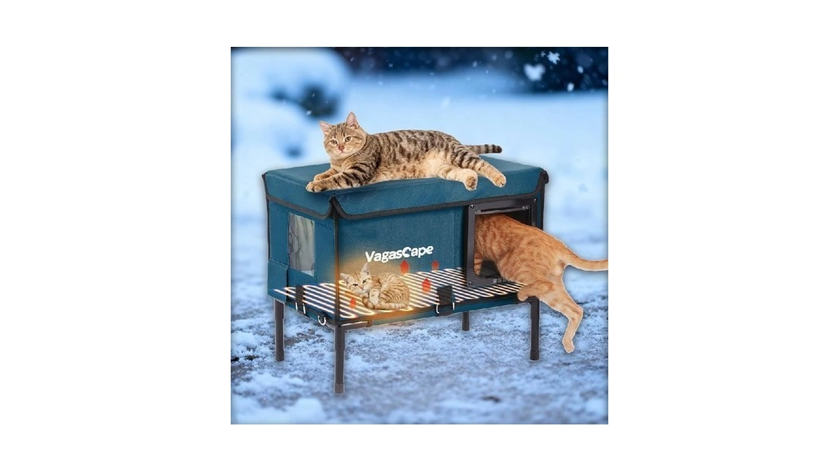 Vagascape Heated Cat House For Outdoor In Winter, Insulated Weatherproof