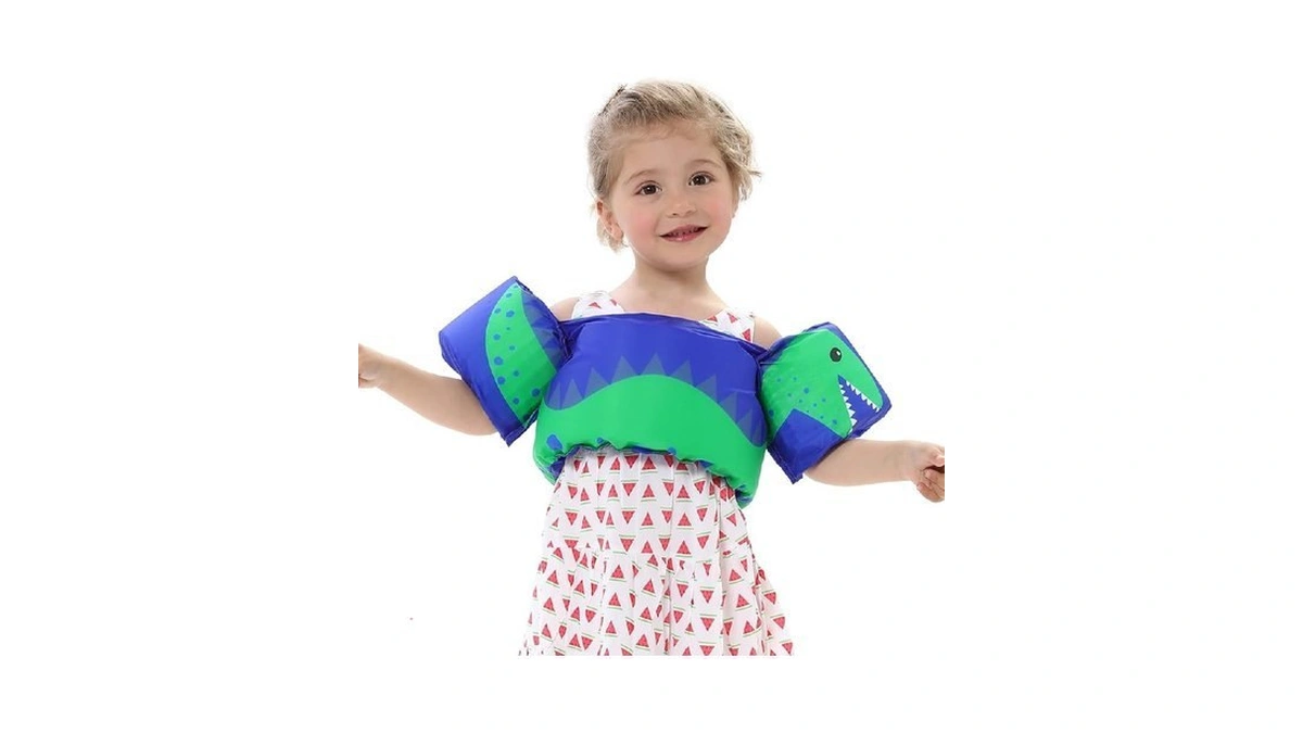 Double Couple Toddler Swim Vest With Sleeves Cartoon Adjustable Strap
