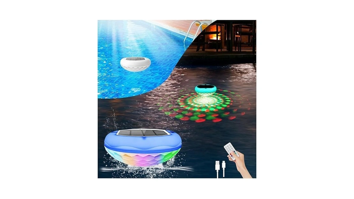 Solar Pool Lights(1 Pcs), 2600mah Usb Rechargeable Floating Pool Lights,