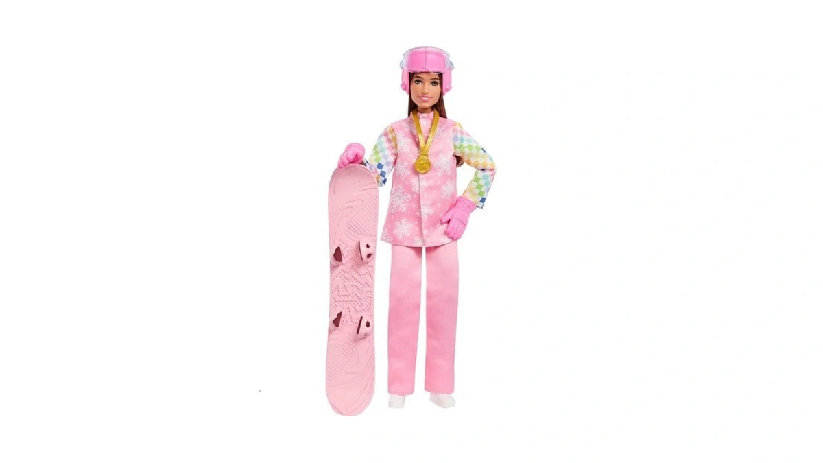 Barbie Careers Snowboarder Doll Wearing Pink Snow Jacket, Pants &