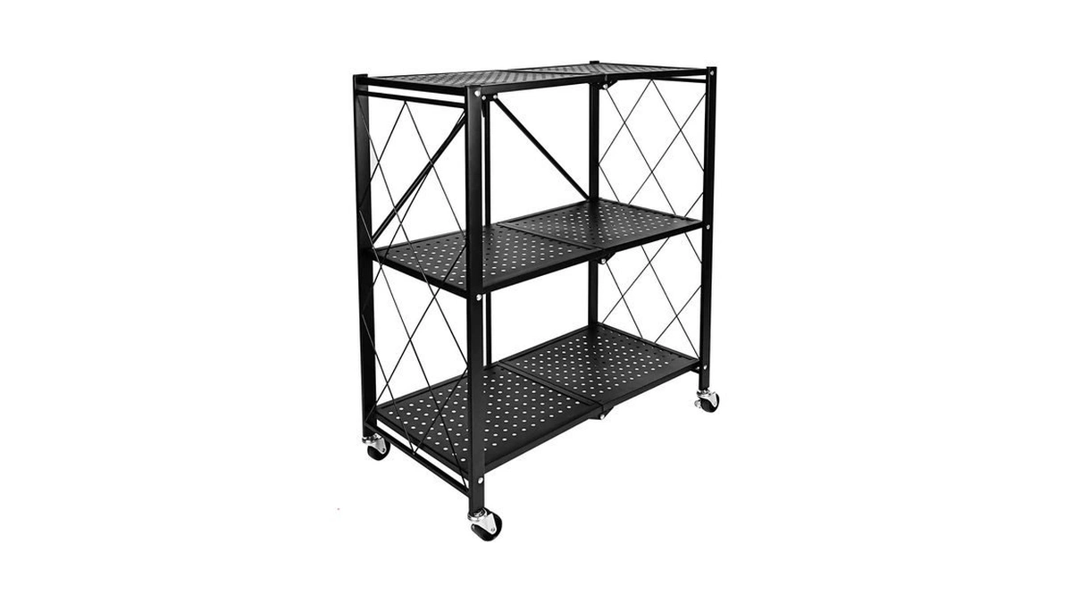 Healsmart Heavy Duty 3-tier Foldable Metal Rack, 14.96" D X