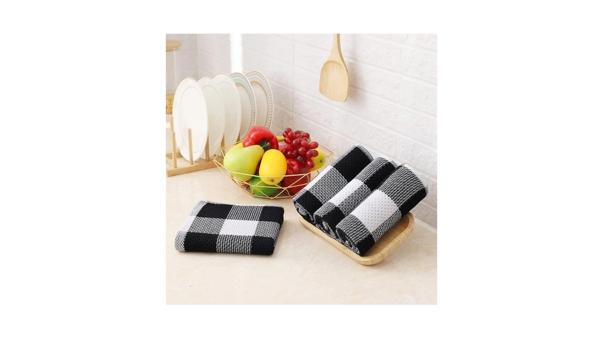 Homaxy 100% Cotton Waffle Weave Check Plaid Kitchen Towels, 13