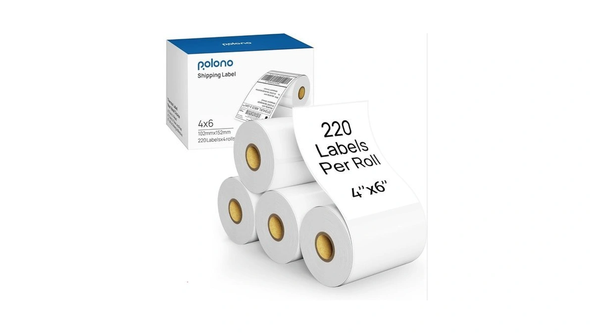 Polono Genuine 4"x6" Direct Thermal Shipping Labels, Perforated Postage Shipping