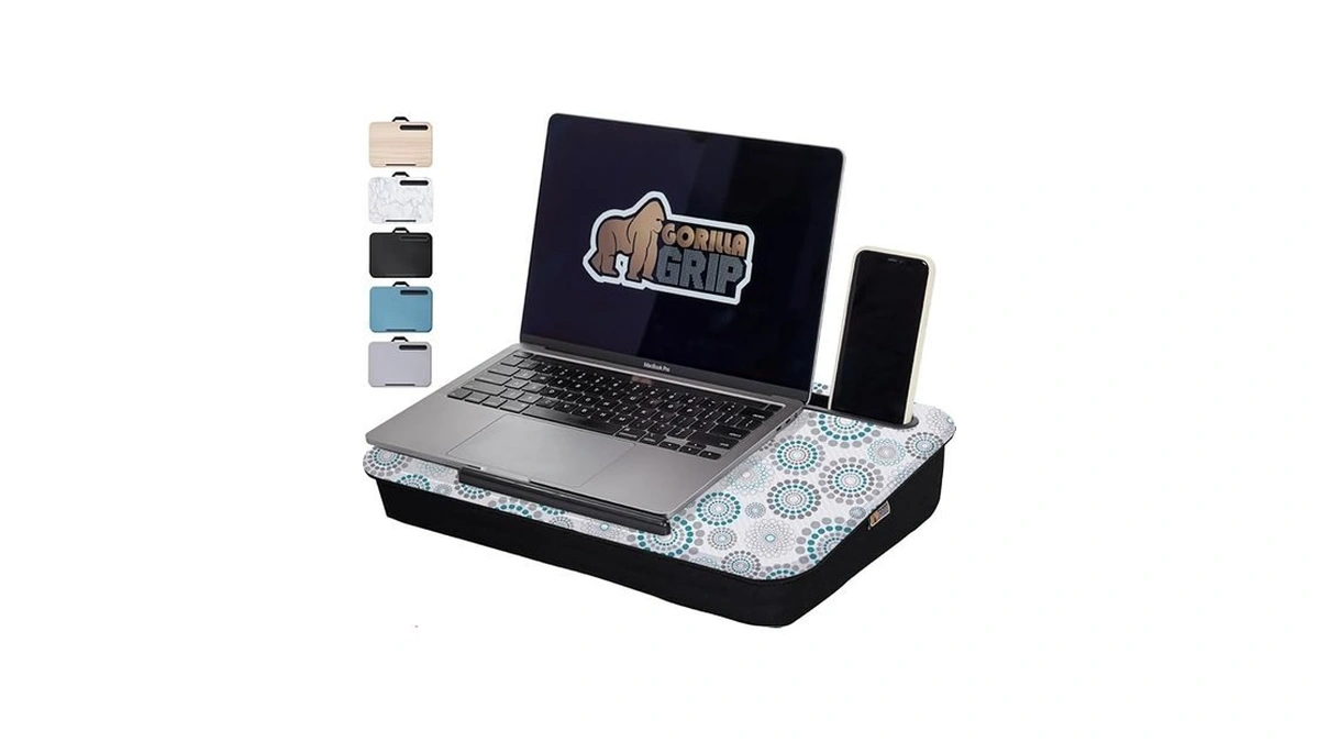 Gorilla Grip Laptop Lap Desk With Phone Holder, Pillow Cushion