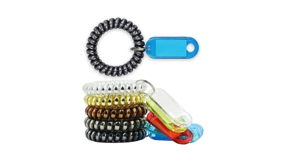 Unicrena Keychain Wristlet For Women 5pcs Stretchy Spiral Coil Wristband