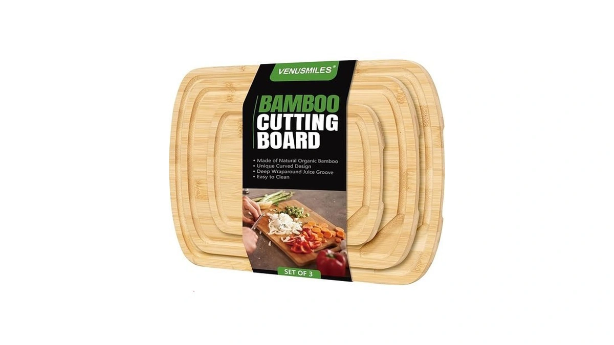 Venusmiles Bamboo Cutting Board, Durable Wood Cutting Boards With Deep