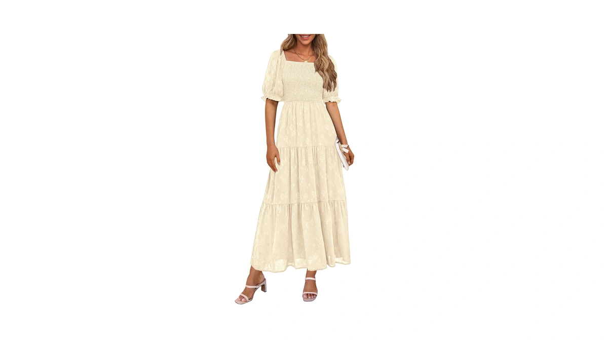 Prettygarden Women's 2026 Summer Casual Midi Dresses Square Neck Short
