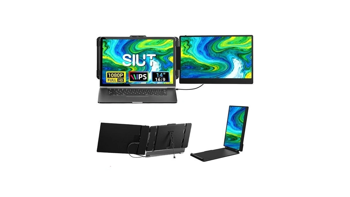 Laptop Screen Extender, 14” Portable Moniter For Laptop, 1080p Fhd
