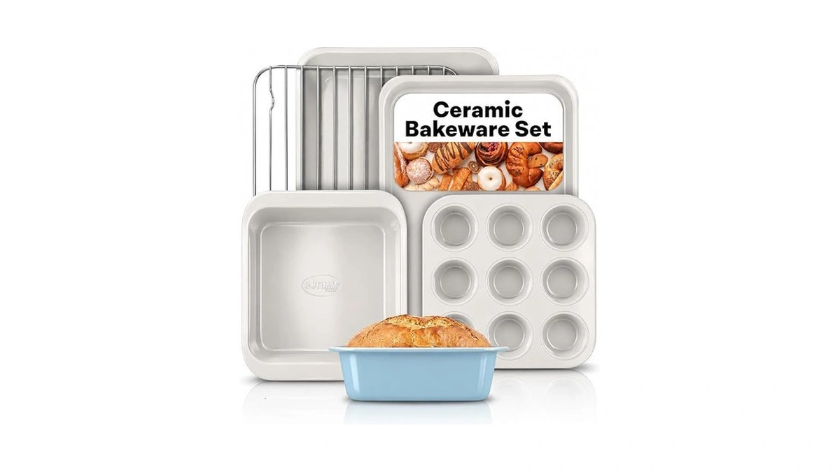 Nonstick Bakeware Set 6 Pc Stackable, Gotham Steel Ceramic Baking