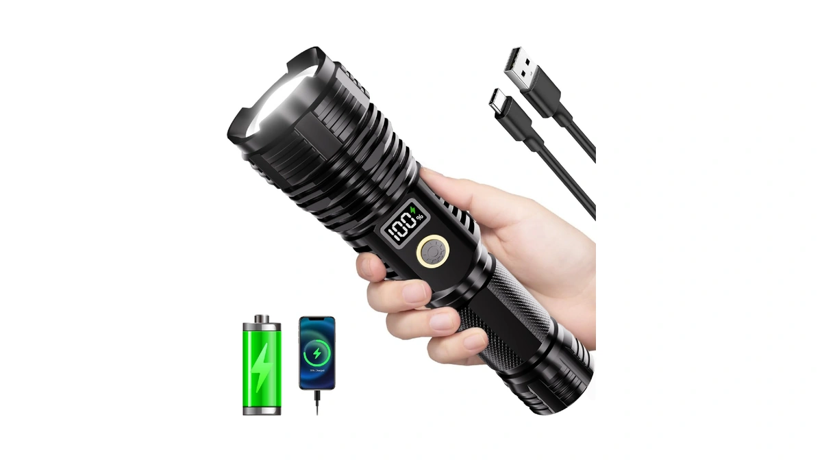 Flashlights High Lumens Rechargeable, 100,000lm Led Super Bright Flash Light,