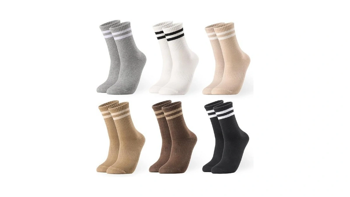 Jspupifip 6 Pairs Striped Crew Socks For Women, Cute Casual