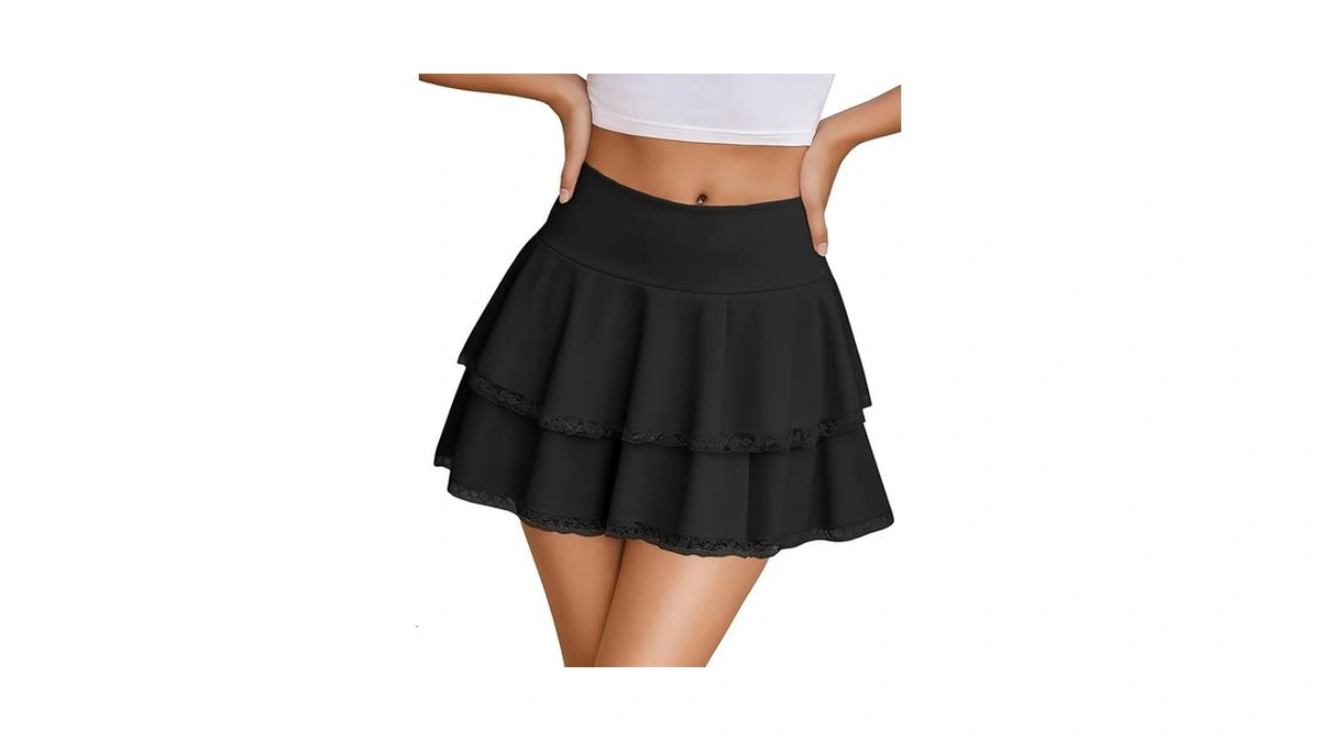 Yousify Womens Ruffle Skirt Summer Cute Mini Skirts High Waisted