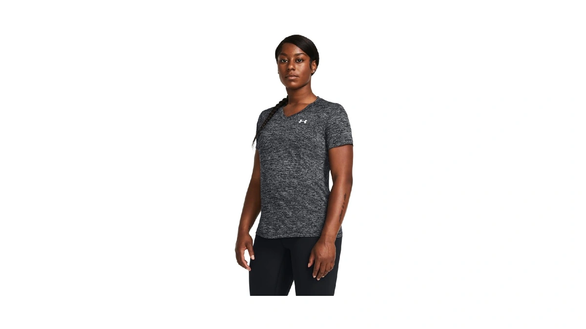 Under Armour Womens Tech Twist Short Sleeve V Neck, (001)
