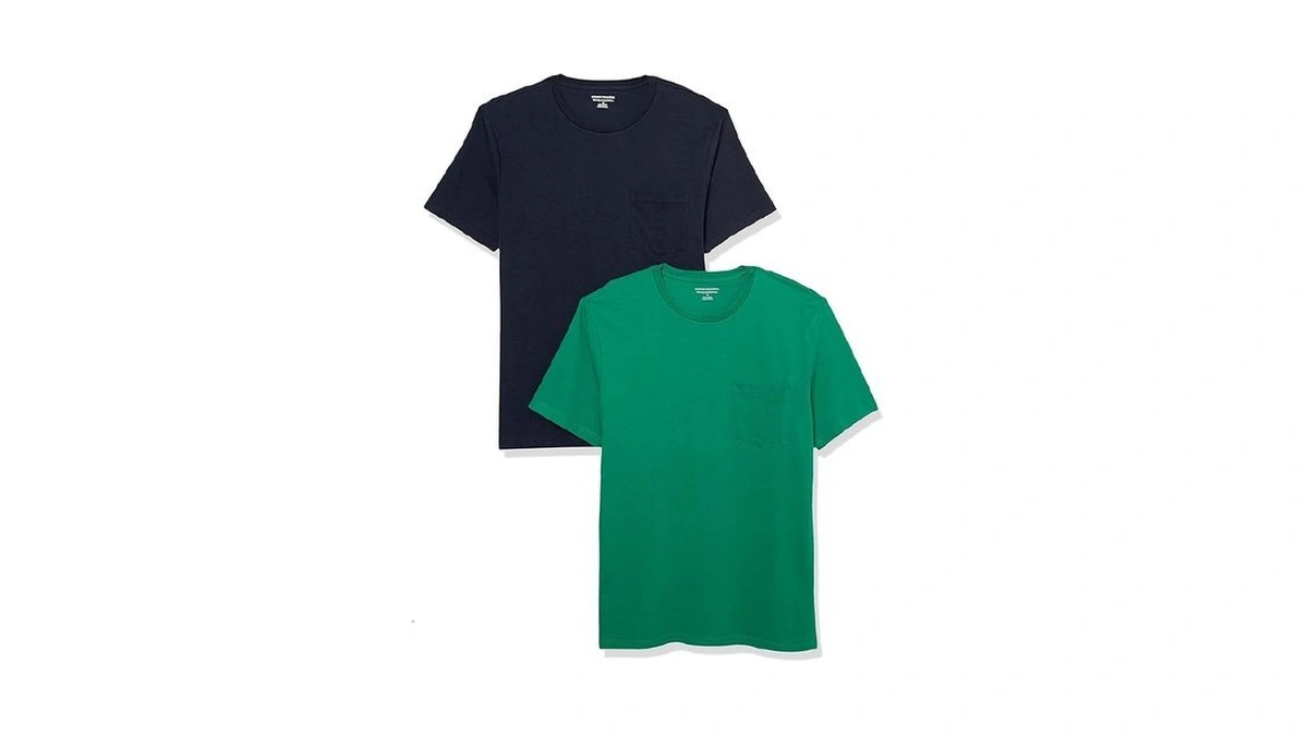 Amazon Essentials Men's Short-sleeve Crewneck Pocket T-shirts, Pack Of 2,