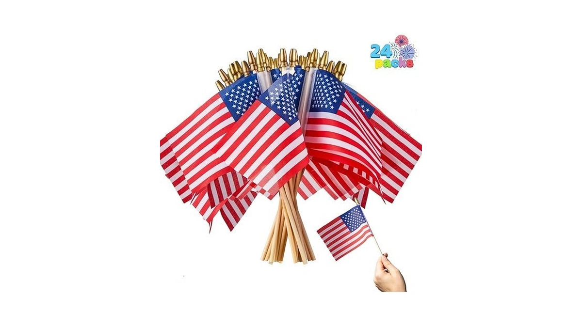 Joyin 24 Pcs Small American Flags On Stick 4x6 Inch,