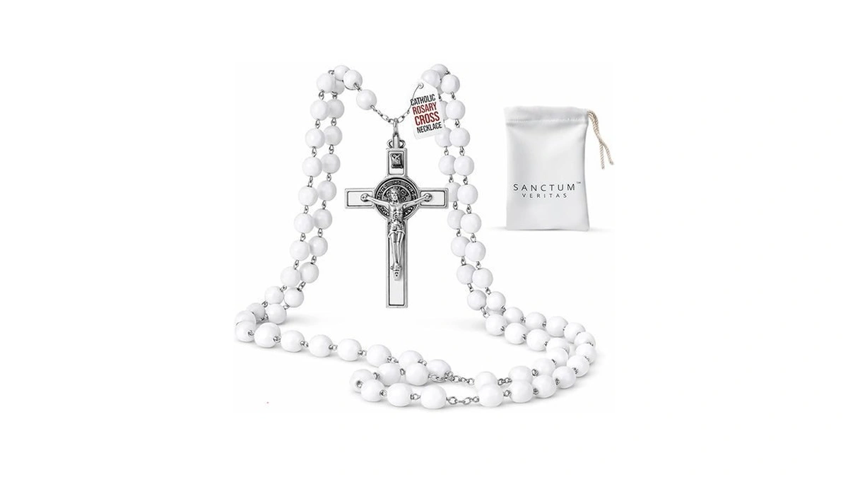 Sanctum Veritas Catholic Rosary Necklace | Large Bead Italian Rosary,
