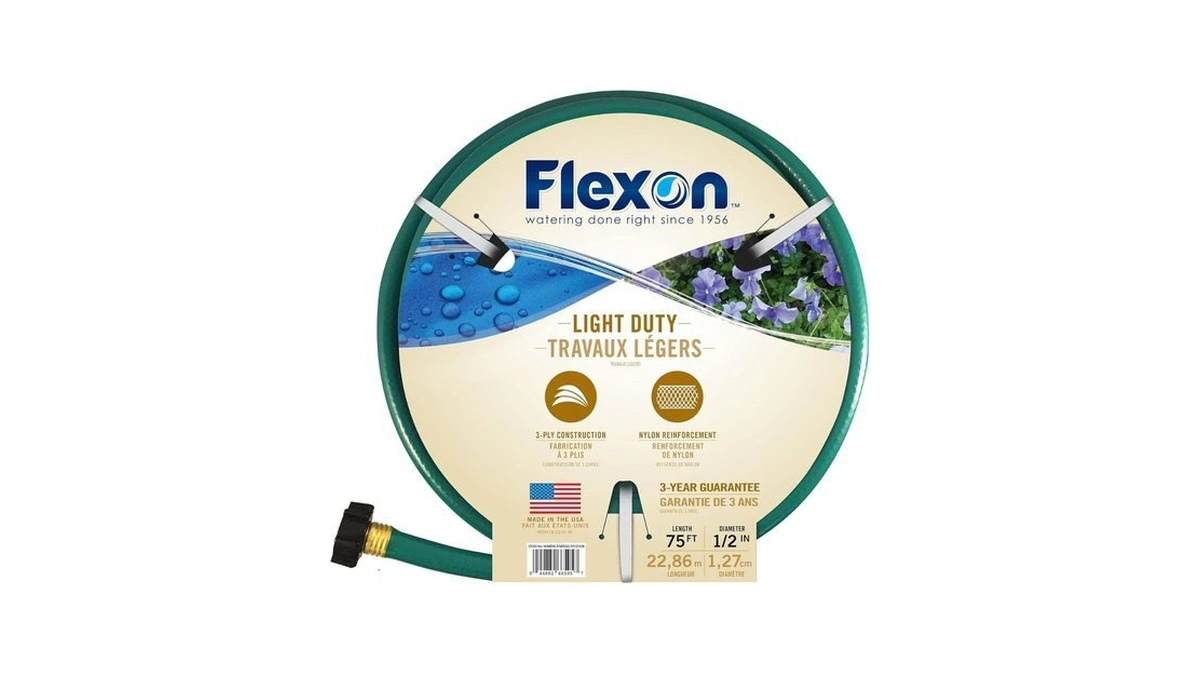 Flexon 1/2" X 75ft Light Duty Garden Hose – Lightweight,