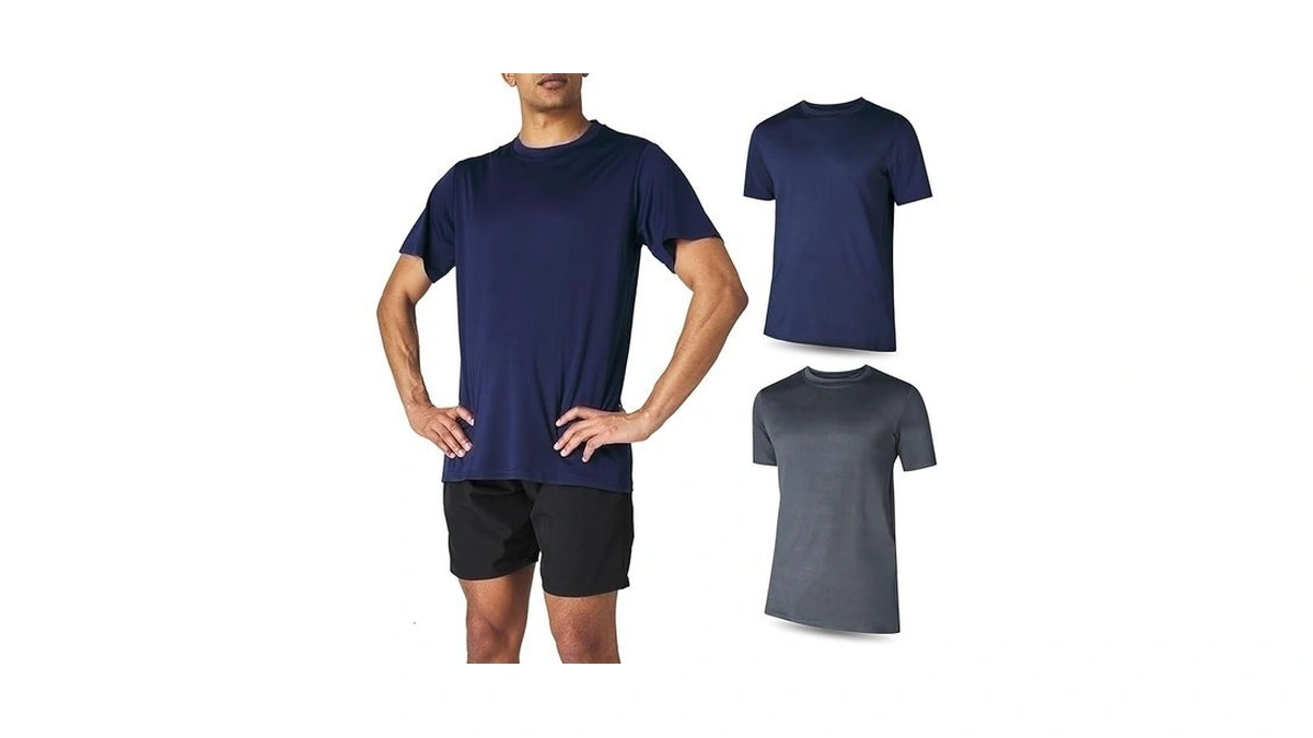 Menβs Athletic Short Sleeve Gym Workout T-shirts 2 Pack Mens