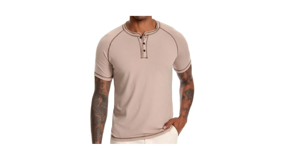 Nutria Men's Henley Shirt Short Sleeve Fashion Casual T-shirt Summer