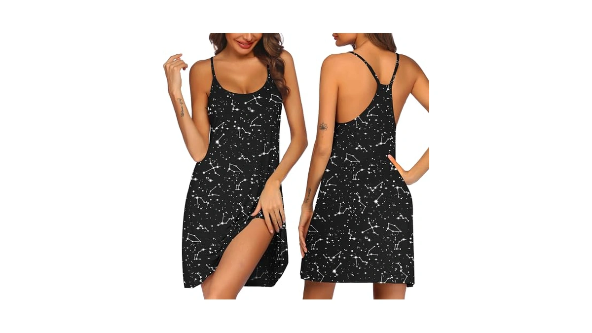 Ekouaer Women's Sleeveless Nightgown Racerback Sleepdress