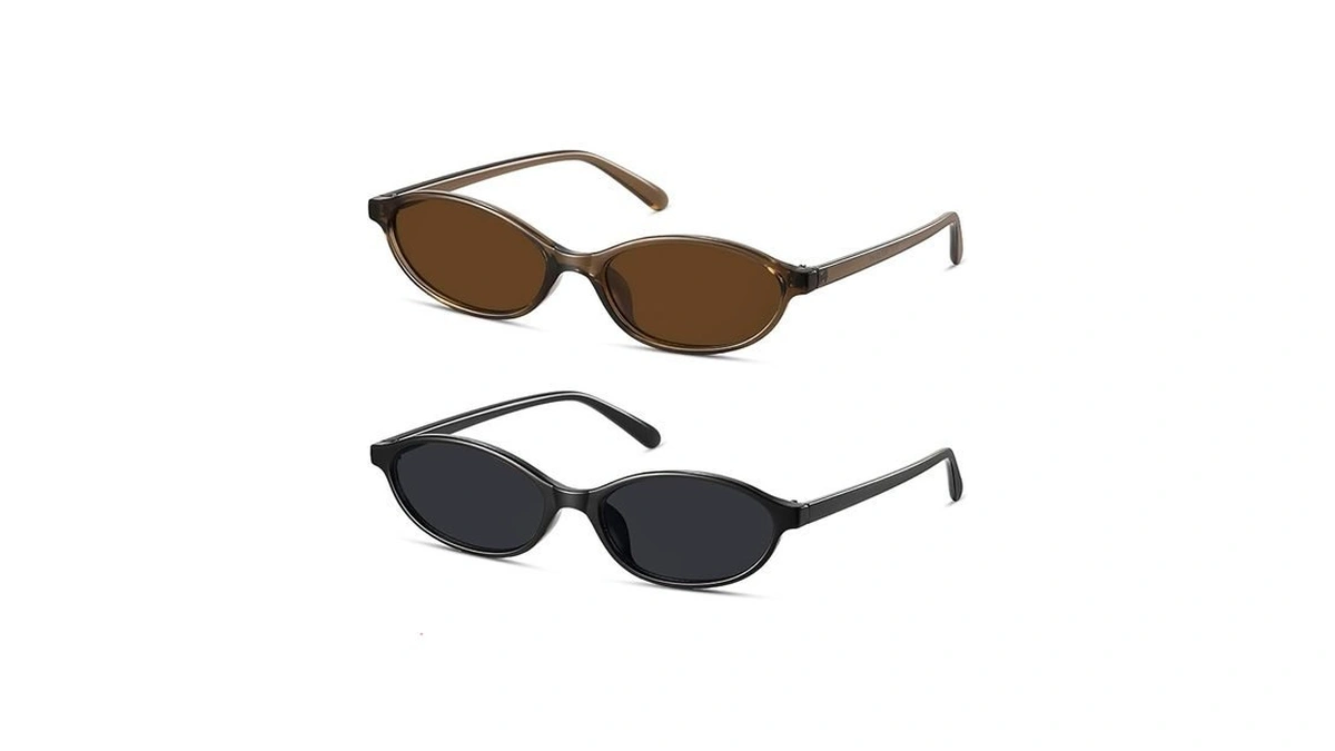 Colrea Retro Oval Cat Eye Sunglasses For Women 90s Retro