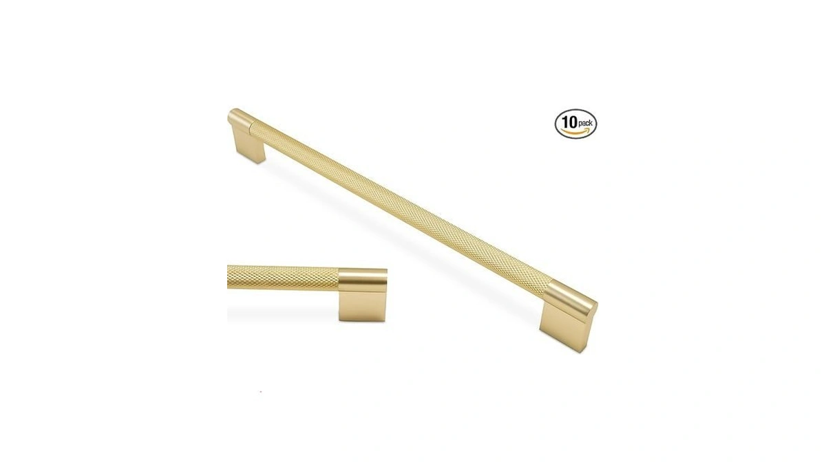 Cotykiley 10 Pack 10 Inch(254mm) Brushed Brass Cabinet Handles Gold
