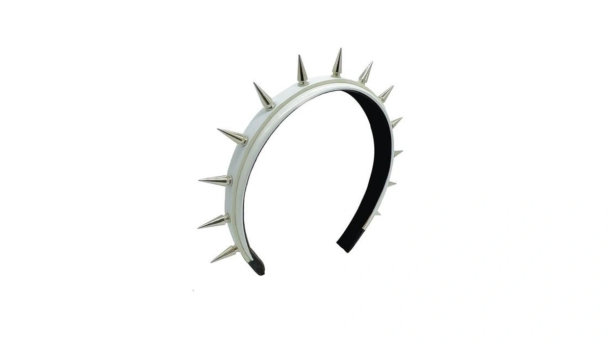 Atekatac Women Leather Headband Steampunk Spiked Headband Gothic Hairband (white)