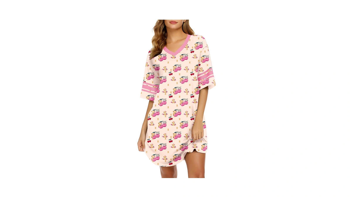 Ekouaer Nightgowns For Women Cotton Night Gown Short Sleeve Sleepwear