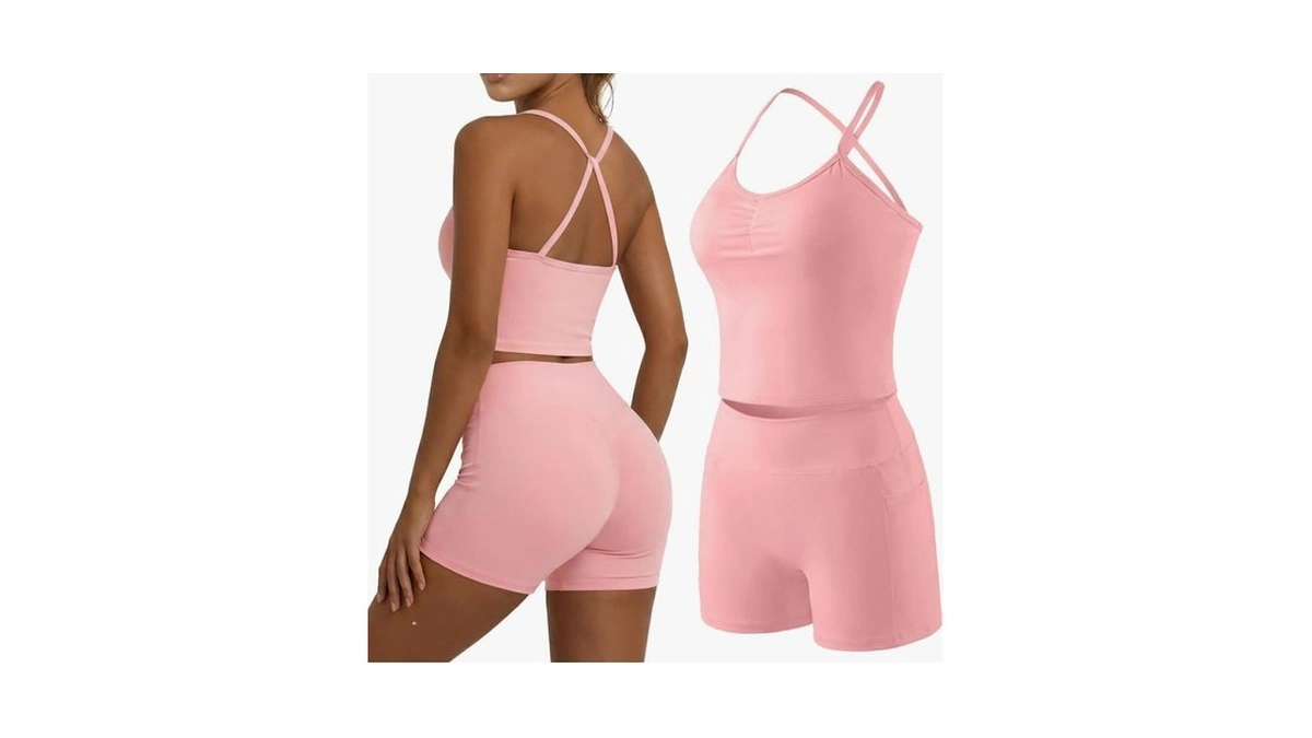 Yoins 2 Piece Womens Workout Sets Padded Sports Bra Tank