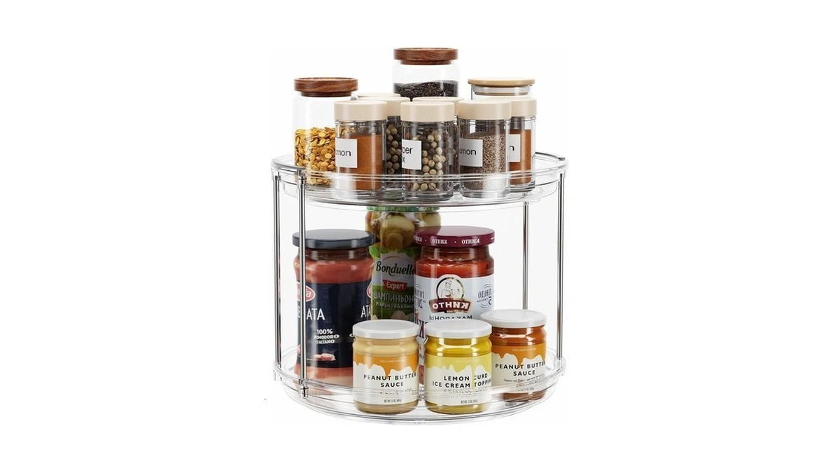 Lamu 2 Tier Lazy Susan Turntable Organizer 9.25'' Rotating Spice