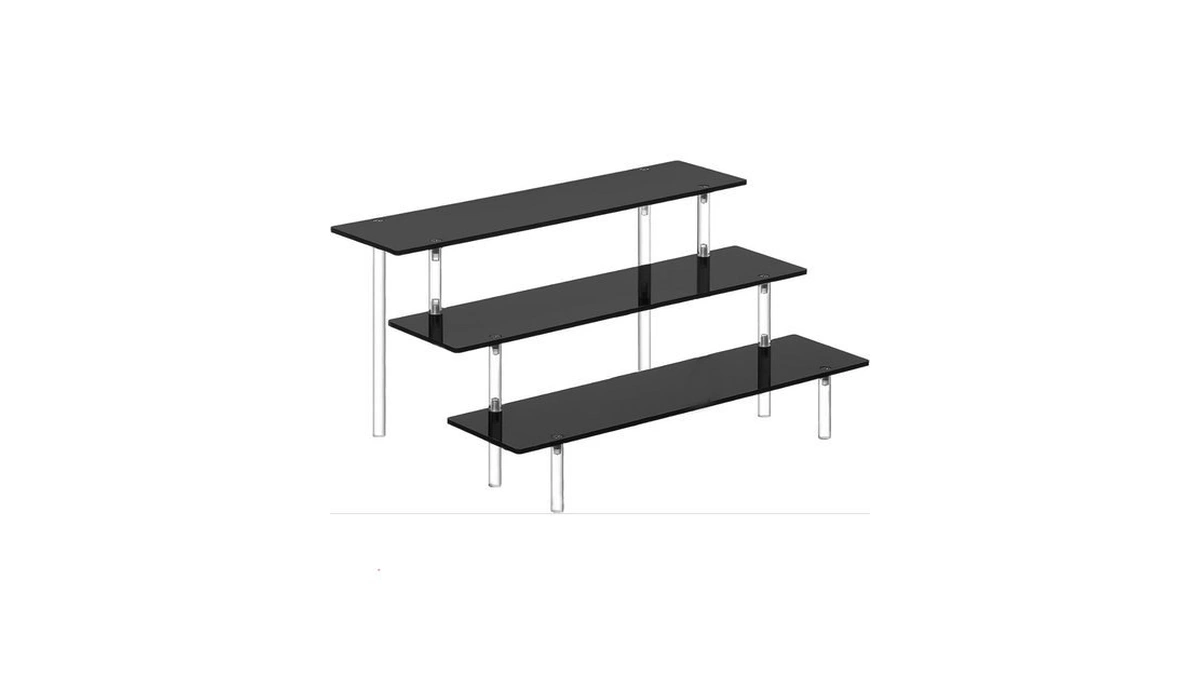 Henable 3 Tier Perfume Organizer Stand, Black Acrylic Risers Display