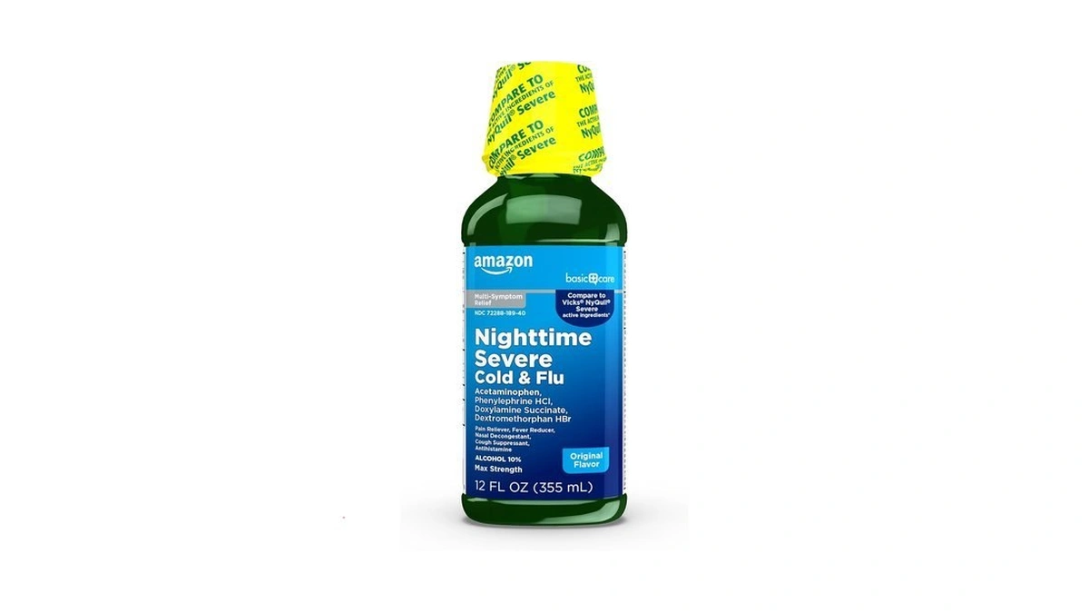 Amazon Basic Care Nighttime Severe Cold And Flu Syrup, Max