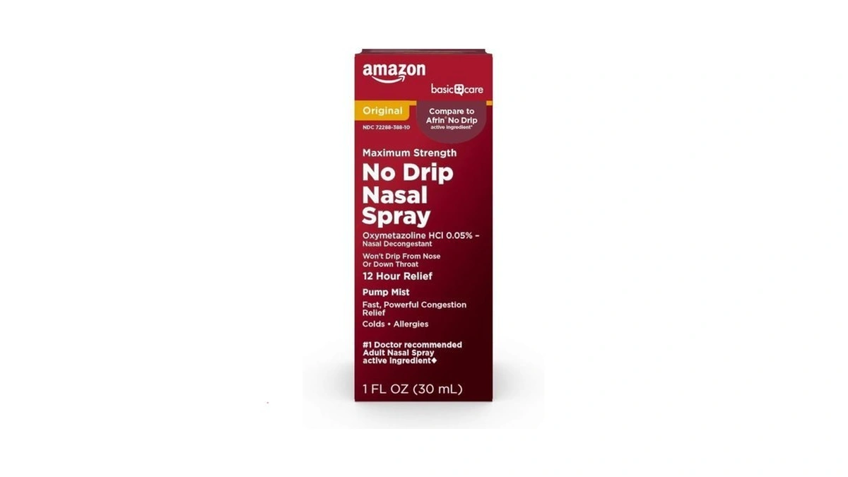 Amazon Basic Care No Drip Nasal Spray, 12 Hour Maximum
