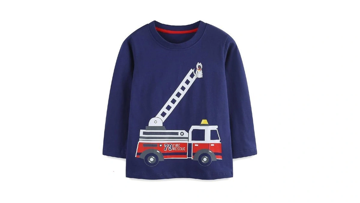 Warmbaby Fire Truck Shirts Kids Toddler Boys Long Sleeve T
