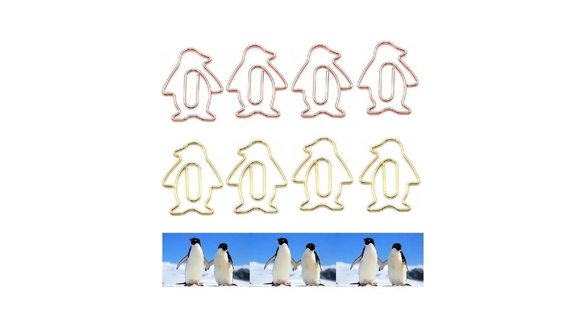 Upquzzfy 40 Pcs Metal Penguin-shaped Paper Clips Set - Cute