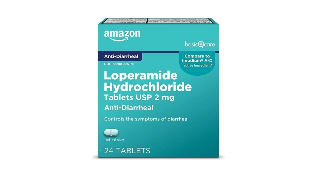 Amazon Basic Care Loperamide Hydrochloride Tablets, 2 Mg, Anti-diarrheal, 24