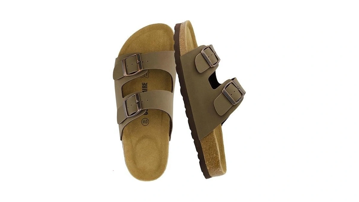 Cushionaire Lane Cork Footbed Womens Sandals Comfortable Double Buckle Slip