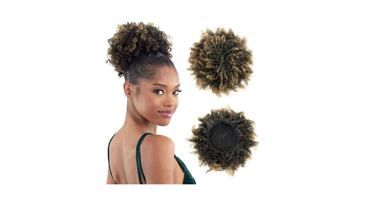 Afro Puff Drawstring Ponytail Extension For Black Women, Kinky Curly
