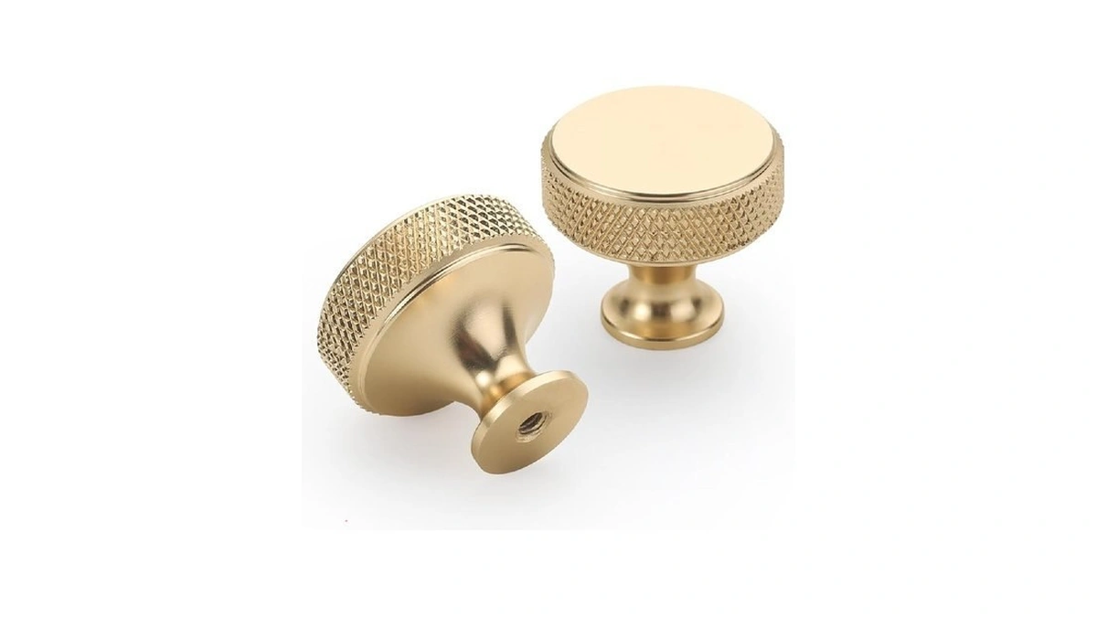 9build 10 Pack 1.2 Inch Brushed Gold Cabinet Knobs -